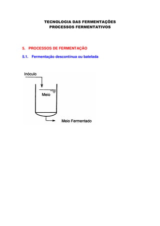 5. PROCESSOS DE FERMENTAÇÃO
5.1. Fermentação descontínua ou batelada

 
