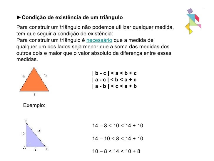 Exercicio Condição De Existencia De Um Triangulo