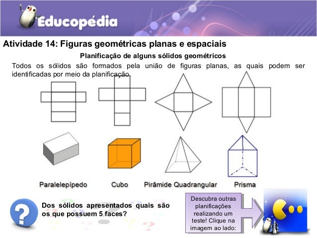Figuras geométricas planas e espaciais Matemática