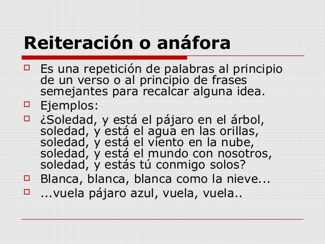 Resultado de imagen para reiteracion y anafora