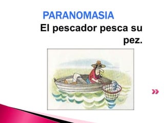 PARANOMASIA
El pescador pesca su
pez.