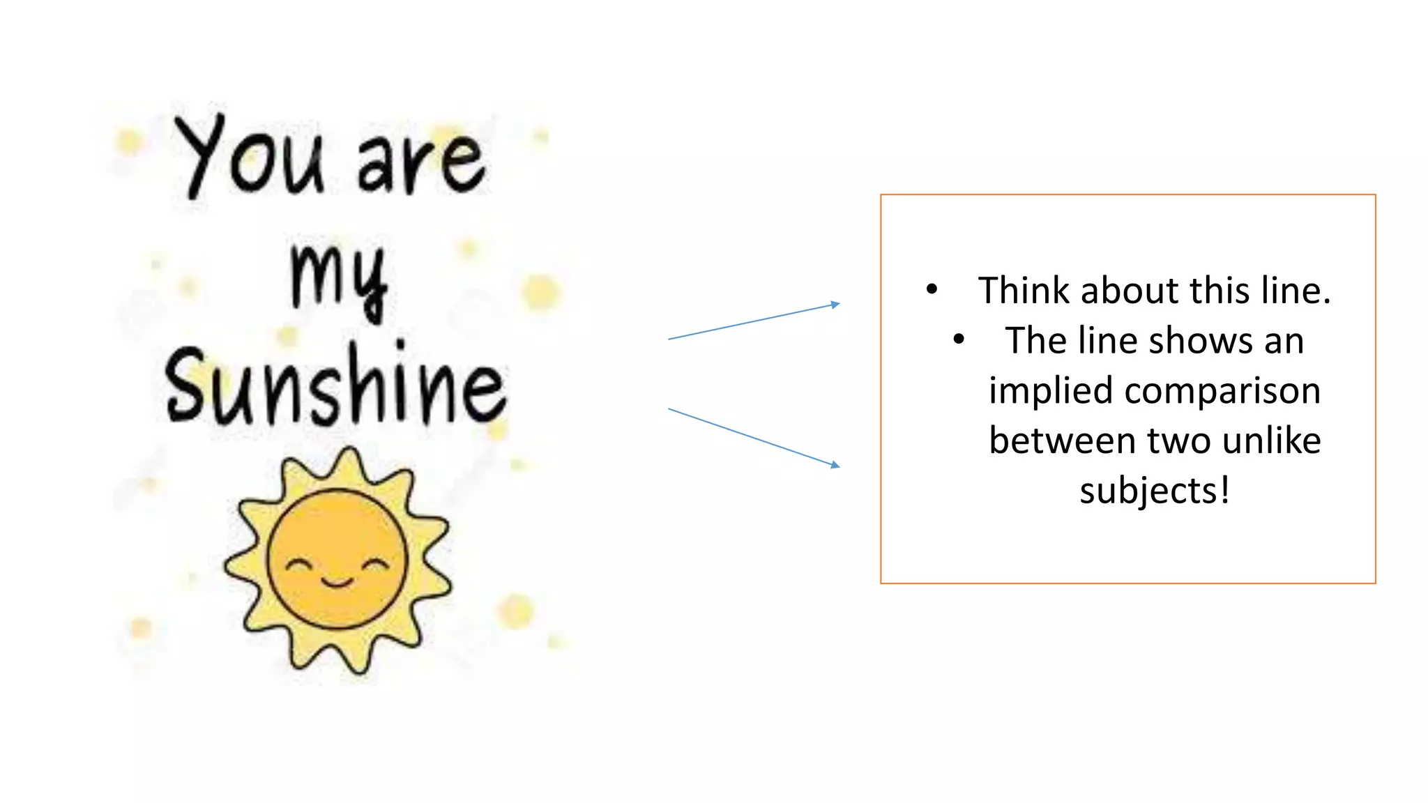 • Think about this line.
• The line shows an
implied comparison
between two unlike
subjects!
 