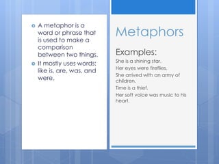 Two Metaphors Examples Figurative language | PDF