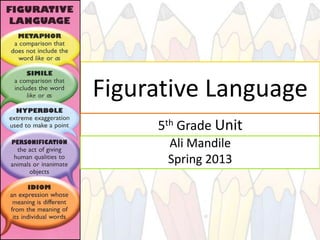 Figurative Language
     5th Grade Unit
      Ali Mandile
      Spring 2013
 