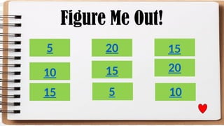 Figure Me Out!
5
10
15
20
15
5 10
20
15
 