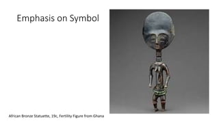 Emphasis on Symbol
African Bronze Statuette, 19c, Fertility Figure from Ghana
 