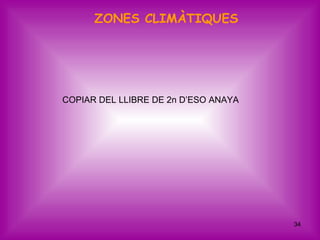 ZONES CLIMÀTIQUES




COPIAR DEL LLIBRE DE 2n D’ESO ANAYA




                                      34
 