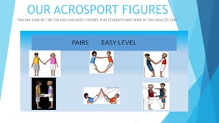 OUR ACROSPORT FIGURES
THIS ARE SOME OF THE THE EASY AND BASIC FIGURES THAT STUDENTS HAVE DONE IN THIS DIDACTIC UNIT
 