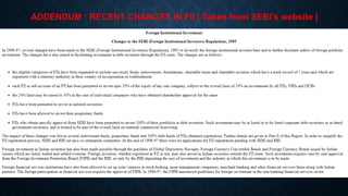 ADDENDUM : RECENT CHANGES IN FII ( Taken from SEBI’s website )
 