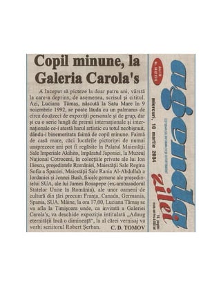 LUCIANA TAMAS LA GALERIA CAROLA'S - C.D. TOMOV
