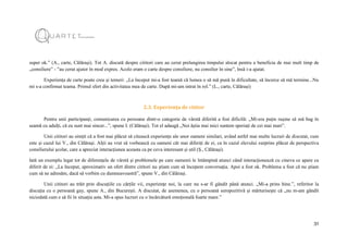 31
super ok.” (A., carte, Călărași). Tot A. discută despre cititori care au cerut prelungirea timpului alocat pentru a beneficia de mai mult timp de
„consiliere” - ”au cerut ajutor în mod expres. Acolo eram o carte despre consiliere, nu consilier în sine”, însă i-a ajutat.
Experiența de carte poate crea și temeri: „La început mi-a fost teamă că lumea o să mă pună în dificultate, să încerce să mă termine...Nu
mi s-a confirmat teama. Primul sfert din activitatea mea de carte. După mi-am intrat în rol.” (L., carte, Călărași)
2.3. Experiența de cititor
Pentru unii participanți, comunicarea cu persoane dintr-o categorie de vârstă diferită a fost dificilă: „Mi-era puțin rușine să mă bag în
seamă cu adulți, că eu sunt mai sincer...”, spune I. (Călărași). Tot el adaugă „Noi ăștia mai mici suntem speriați de cei mai mari”.
Unii cititori au simțit că a fost mai plăcut să citească experiențe ale unor oameni similari, având astfel mai multe lucruri de discutat, cum
este și cazul lui V., din Călărași. Alții au vrut să vorbească cu oameni cât mai diferiți de ei, ca în cazul elevului surprins plăcut de perspectiva
consilierului școlar, care a apreciat interacțiunea aceasta ca pe ceva interesant și util (Ș., Călărași).
Iată un exemplu legat tot de diferențele de vârstă și problemele pe care oamenii le întâmpină atunci când interacționează cu cineva ce apare ca
diferit de ei: „La început, aproximativ un sfert dintre cititori nu știam cum să începem conversația. Apoi a fost ok. Problema a fost că nu știam
cum să ne adresăm, dacă să vorbim cu dumneavoastră”, spune V., din Călărași.
Unii cititori au trăit prin discuțiile cu cărțile vii, experiențe noi, la care nu s-ar fi gândit până atunci. „Mi-a prins bine.”, referitor la
discuția cu o persoană gay, spune A., din București. A discutat, de asemenea, cu o persoană seropozitivă și mărturisește că „nu m-am gândit
niciodată cum e să fii în situația asta. Mi-a spus lucruri cu o încărcătură emoțională foarte mare.”
 