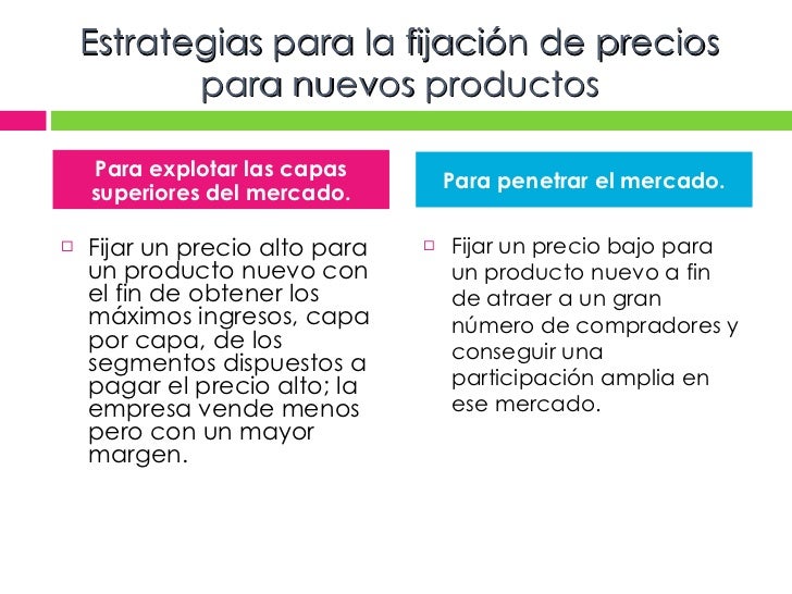 Fijación de precios por descremado (precio alto) vs Fijación de precios para penetrar en el mercado