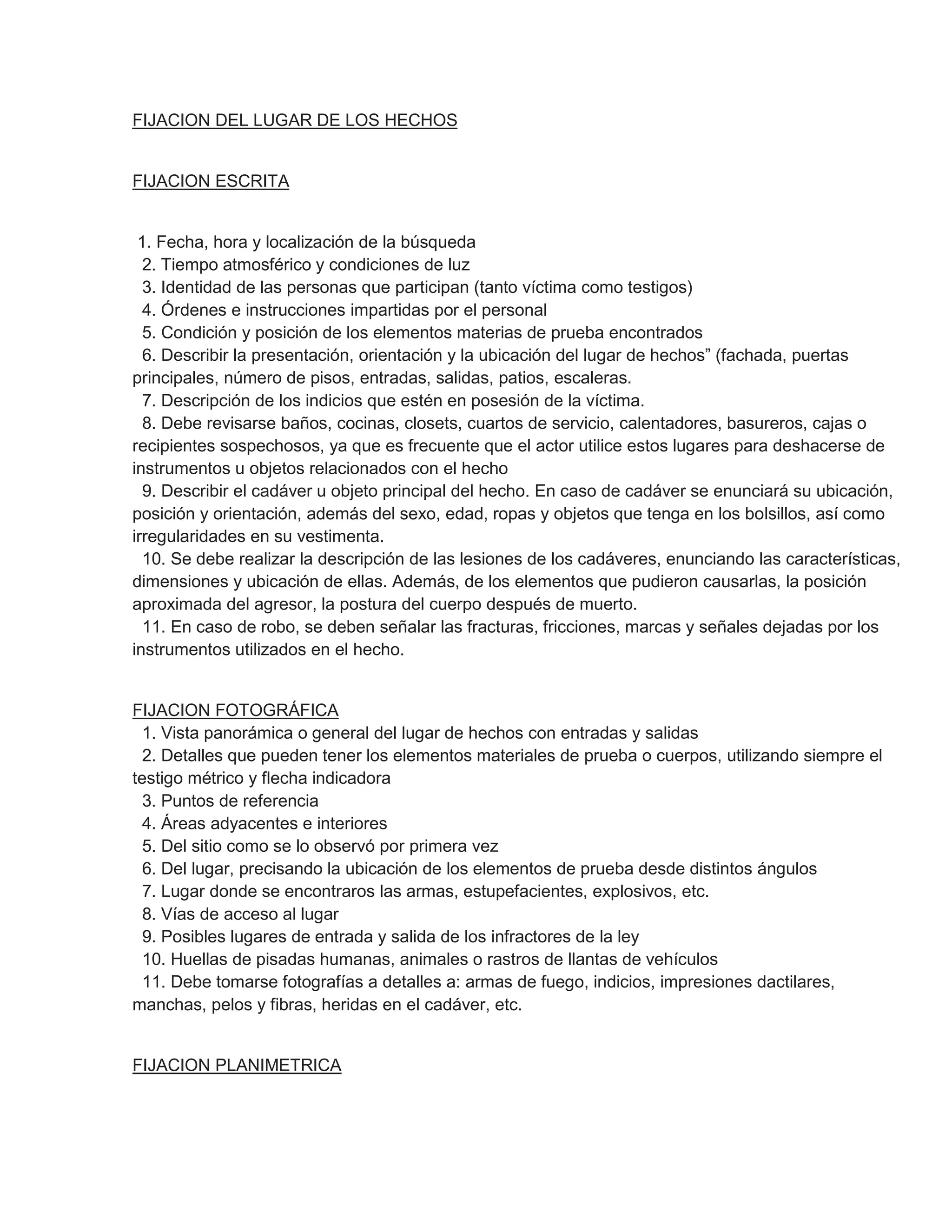 Fijacion del lugar de los hechos PDF Descarga Gratuita