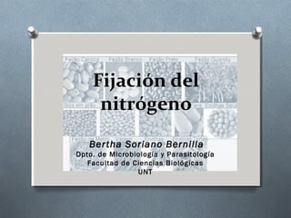 Fijación del
nitrógeno
Bertha Soriano Bernilla
Dpto. de Microbiología y Parasitología
Facultad de Ciencias Biológicas
UNT
 