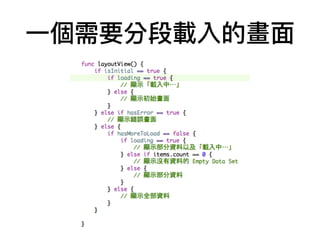 ⼀一個需要分段載入的畫⾯面
 