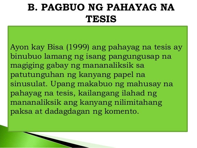 ano sa filipino ang thesis