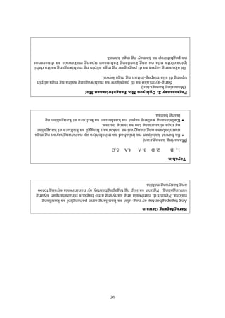 26
Pagsasanay
2:
Opinyon
Mo,
Pangatwiranan
Mo!
(Maaaring
kasagutan)
Sang-ayon
ako
sa
di
pagsigaw
sa
mahiwagang
salita
ng
mga
alipin
upang
di
sila
mapag-initan
ng
mga
kawal.
Di
ako
sang
–ayon
sa
di
pagsigaw
ng
mga
alipin
ng
mahiwagang
salita
dahil
ipinakikita
nila
na
ang
kanilang
kahinaan
upang
makawala
sa
dinaranas
na
paghihirap
sa
kamay
ng
mga
kawal.
Tayahin
1.
B
2.
D
3.
A
4.A
5.C
(Maaaring
kasagutan)
•
Sa
bawat
kaisipan
na
inilahad
sa
mitolohiya
ay
natutunghayan
ng
mga
mambabasa
ang
nangyari
sa
nakaraan
hinggil
sa
kultura
at
kaugalian
ng
mga
sinaunang
tao
sa
isang
bansa.
•
Kadalasang
walang
sapat
na
kaalaman
sa
kultura
at
kaugalian
ng
isang
bansa.
Karagdagang
Gawain
Ang
tagapagbantay
ay
nag-ulat
sa
kanilang
amo
patungkol
sa
kanilang
nakita.
Ngunit
di
naniwala
ang
kanyang
amo
bagkus
pinaratangan
siyang
sinungaling.
Ngunit
sa
isip
ng
tagapagbantay
ay
naniniwala
siyang
totoo
ang
kanyang
nakita.
 