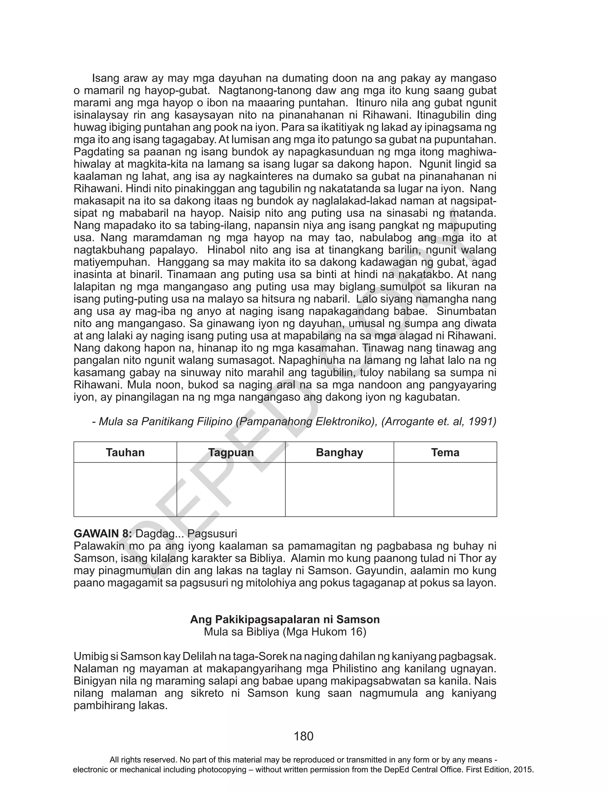 Grade 10 Filipino Learners Material (Unit 2) | PDF