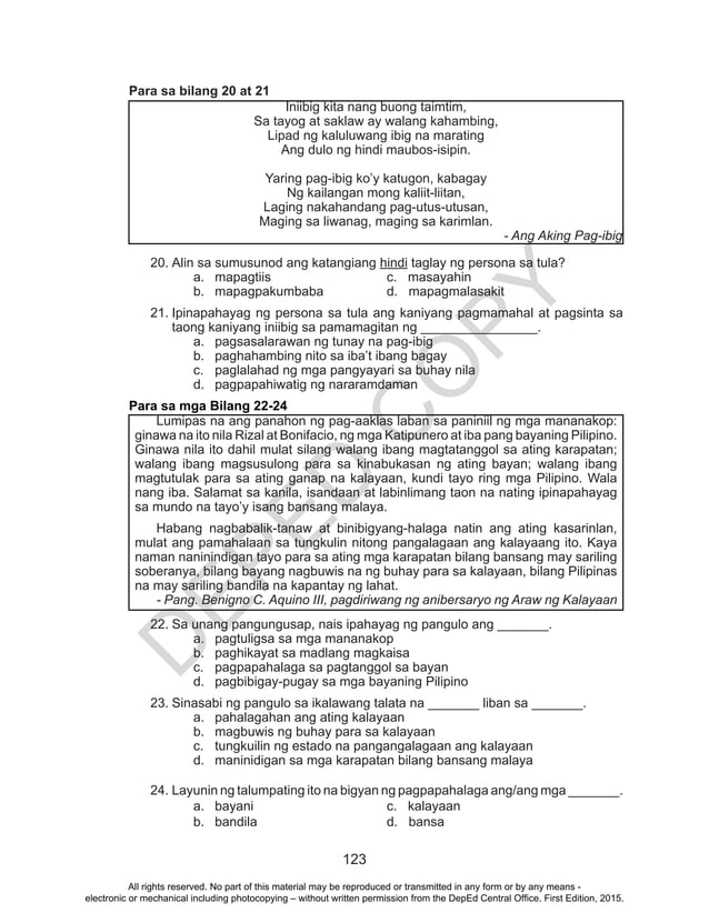 Grade 10 Filipino Learners Material (Unit 2) PDF