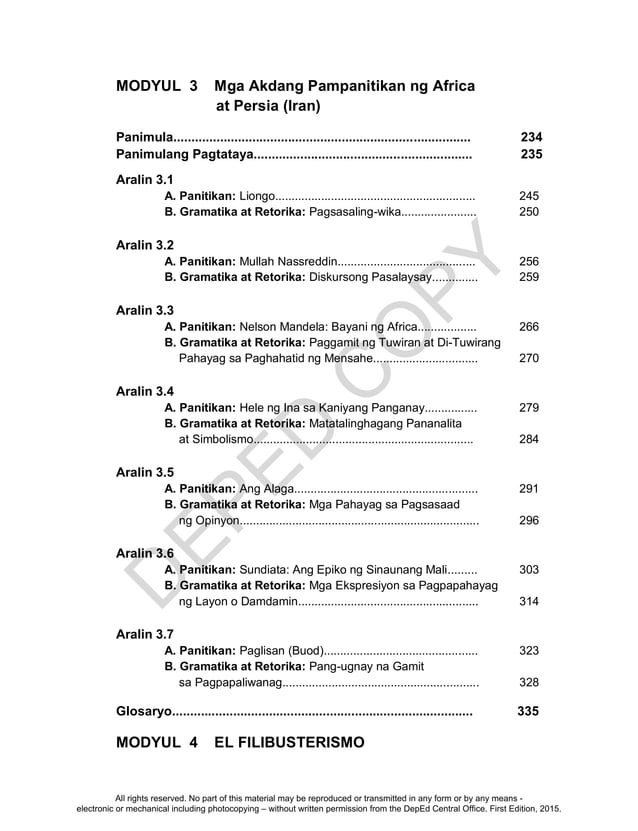 FILIPINO Grade 10 Learning Module Unit 3
