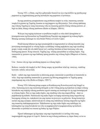 Pananaliksik Tungkol Sa Wikang Filipino At Ingles