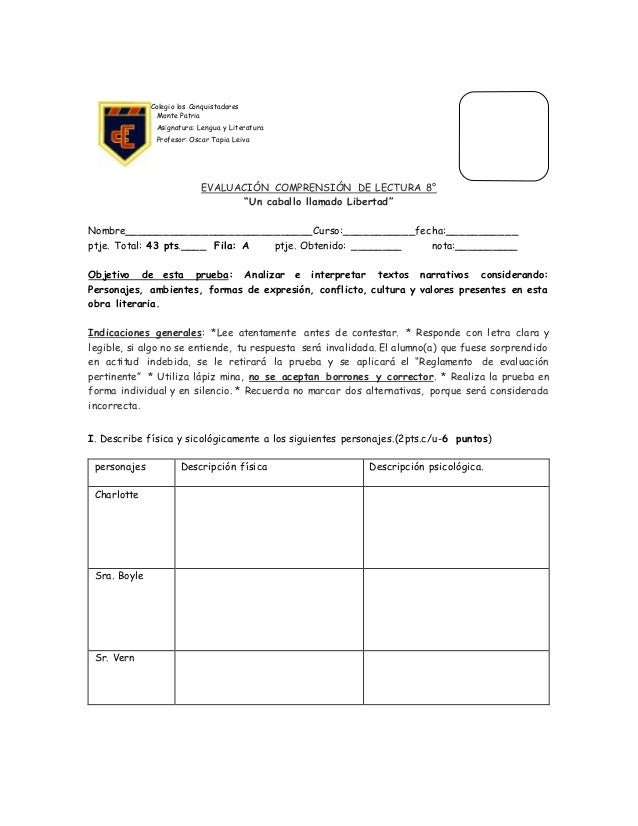 Fila a un caballo llamado libertadprueba 8°