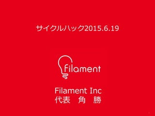 1
Filament Inc
代表 角 勝
サイクルハック2015.6.19
 