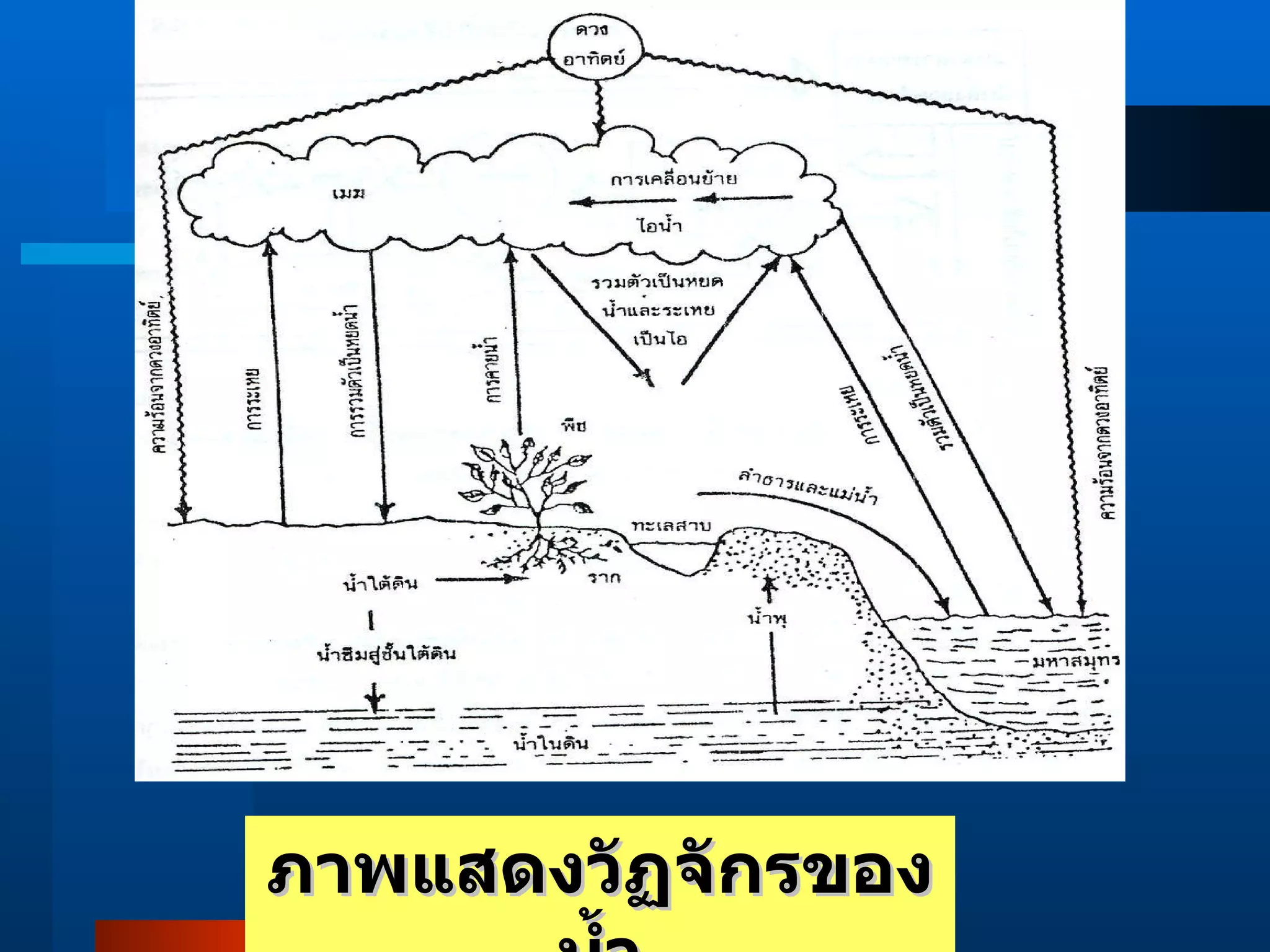 ภาพแสดงวัฏจักรของน้ำ 