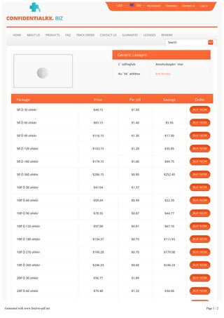 My Account Checkout Contact us Log In
HOME ABOUT US PRODUCTS FAQ TRACK ORDER CONTACT US GUARANTEE LICENSES REVIEWS
Generic Lexapro
C`sdfnqhdr: Amshcdoqdrr`msr
Au`hk`ahkhsx: ĕm Rsnbjr
Package Price Per pill Savings Order
5lf Ò 30 ohkkr $44.15 $1.50
5lf Ò 60 ohkkr $83.15 $1.40 $5.95
5lf Ò 90 ohkkr $116.15 $1.30 $17.90
5lf Ò 120 ohkkr $143.15 $1.20 $35.85
5lf Ò 180 ohkkr $179.15 $1.00 $89.75
5lf Ò 360 ohkkr $286.15 $0.80 $252.45
10lf Ò 30 ohkkr $41.04 $1.37
10lf Ò 60 ohkkr $59.69 $0.99 $22.39
10lf Ò 90 ohkkr $78.35 $0.87 $44.77
10lf Ò 120 ohkkr $97.00 $0.81 $67.16
10lf Ò 180 ohkkr $134.31 $0.75 $111.93
10lf Ò 270 ohkkr $190.28 $0.70 $179.08
10lf Ò 360 ohkkr $246.24 $0.68 $246.24
20lf Ò 30 ohkkr $56.77 $1.89
20lf Ò 60 ohkkr $79.48 $1.32 $34.06
20lf Ò 90 ohkkr $102.19 $1.14 $68.13
20lf Ò 120 ohkkr $124.90 $1.04 $102.19
USD EN
Search GO
BUY NOW
BUY NOW
BUY NOW
BUY NOW
BUY NOW
BUY NOW
BUY NOW
BUY NOW
BUY NOW
BUY NOW
BUY NOW
BUY NOW
BUY NOW
BUY NOW
BUY NOW
BUY NOW
BUY NOW
Generated with www.html-to-pdf.net Page 1 / 2
 