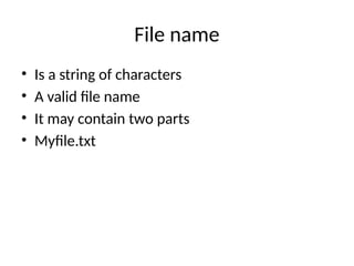 File in C++ programming language. This slide explains files in c++ | PPTX