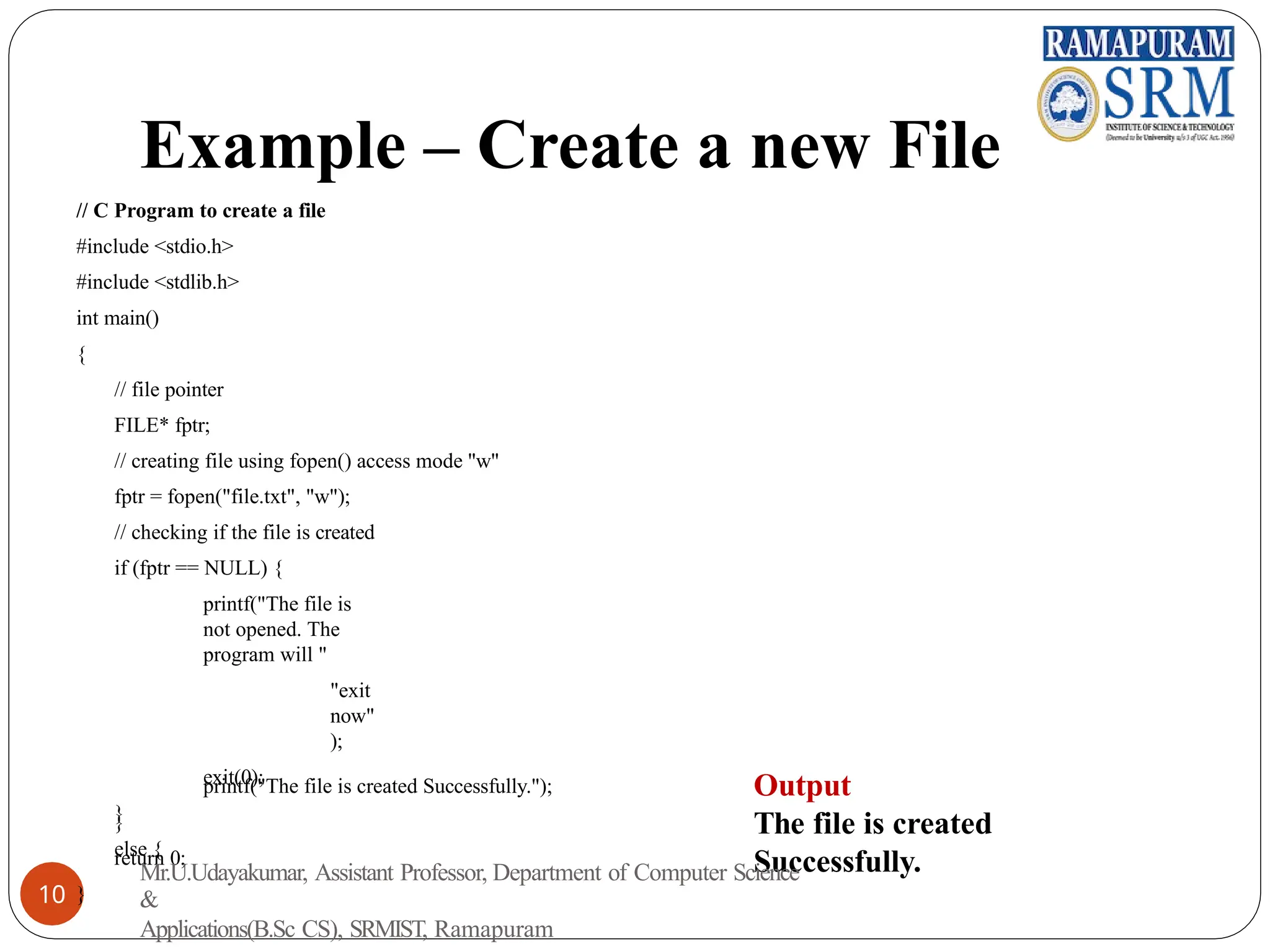 File handling in c Programming - Unit 5.1 | PPT