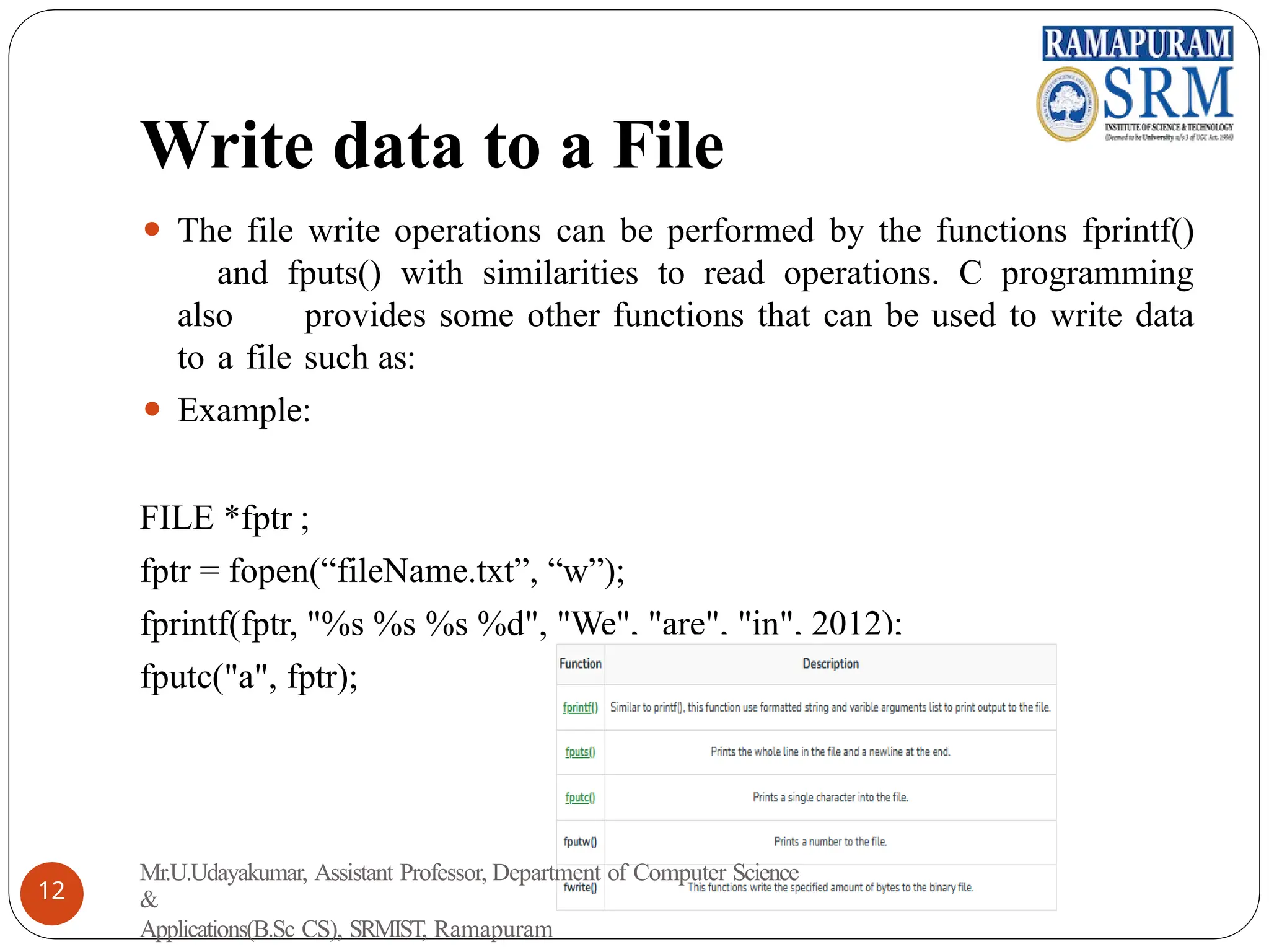 File handling in c Programming - Unit 5.1 | PPT