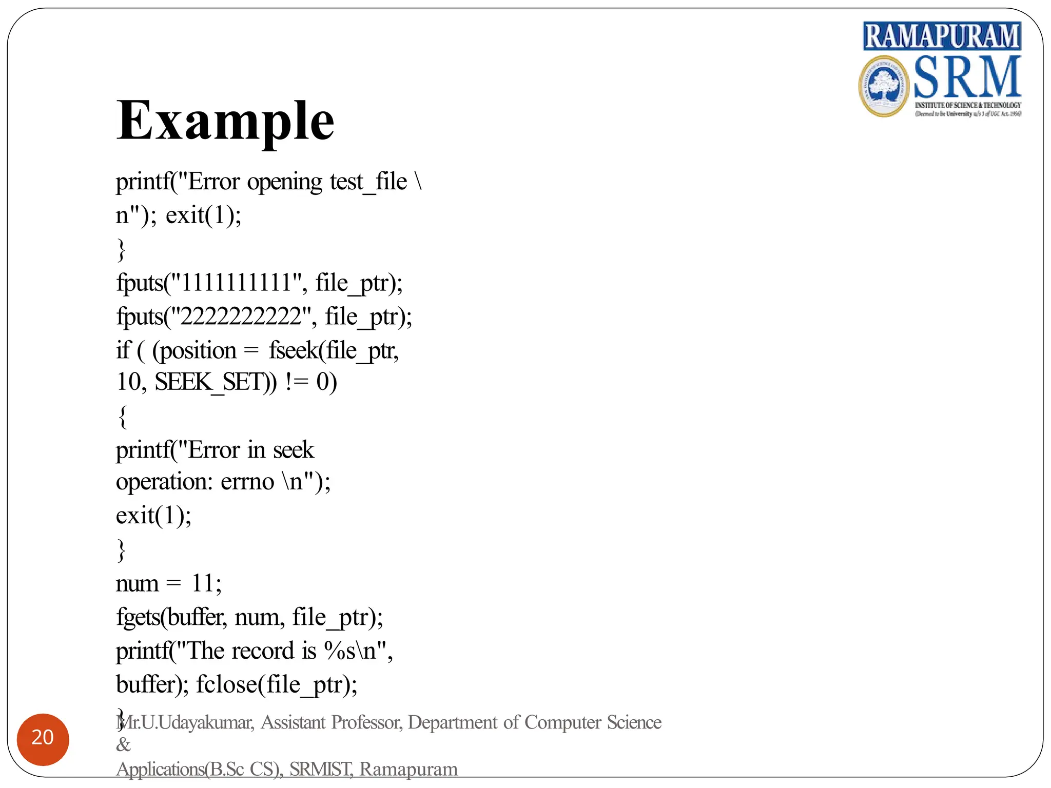 File handling in c Programming - Unit 5.1 | PPT