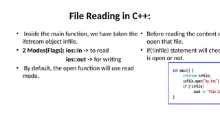 Comprehensive Guide to File Handling and Streams in C++ Programming | PPTX
