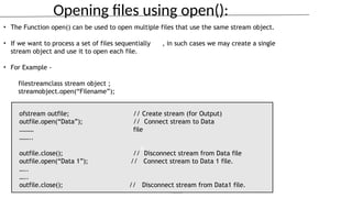 Comprehensive Guide to File Handling and Streams in C++ Programming | PPTX