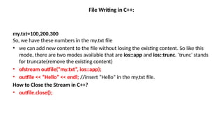 Comprehensive Guide to File Handling and Streams in C++ Programming | PPTX