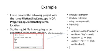 Comprehensive Guide to File Handling and Streams in C++ Programming | PPTX