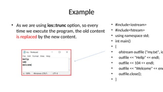 Comprehensive Guide to File Handling and Streams in C++ Programming | PPTX