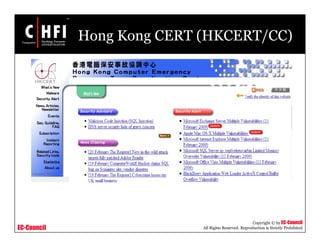 EC-Council
Copyright © by EC-Council
All Rights Reserved. Reproduction is Strictly Prohibited
Hong Kong CERT (HKCERT/CC)
 