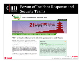 EC-Council
Copyright © by EC-Council
All Rights Reserved. Reproduction is Strictly Prohibited
Forum of Incident Response and
Security Teams
 
