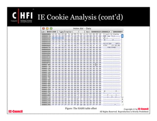 EC-Council
Copyright © by EC-Council
All Rights Reserved. Reproduction is Strictly Prohibited
IE Cookie Analysis (cont’d)
Figure: The HASH table offset
 