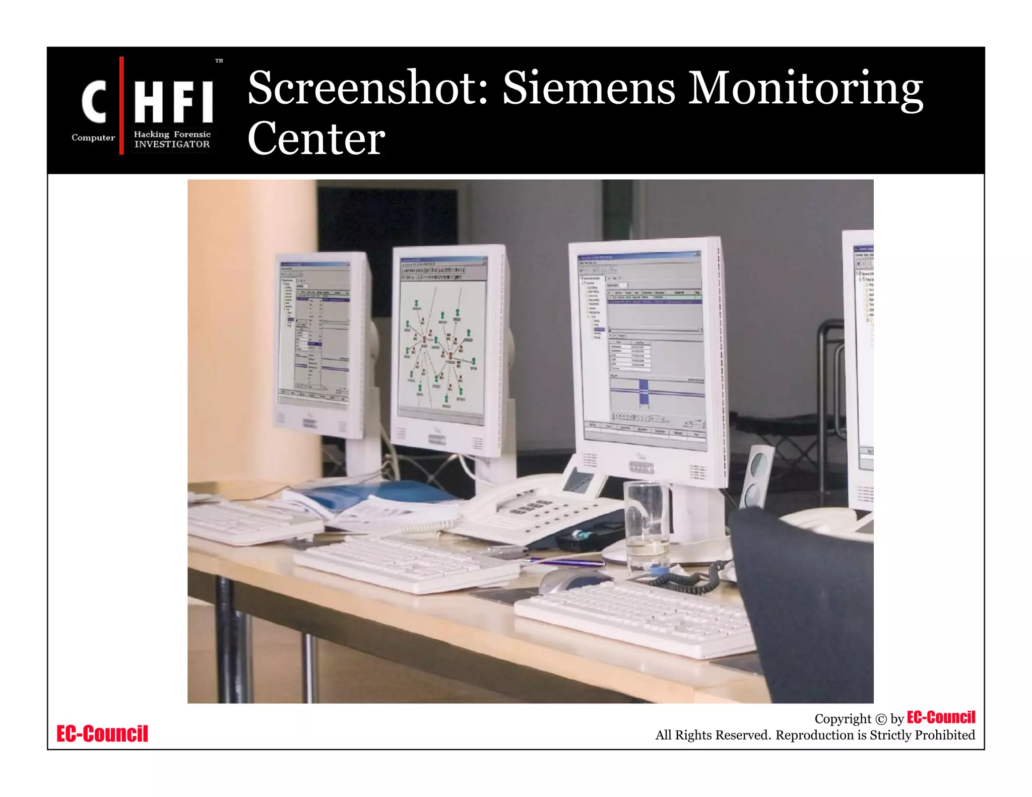 EC-Council
Copyright © by EC-Council
All Rights Reserved. Reproduction is Strictly Prohibited
Screenshot: Siemens Monitoring
Center
 