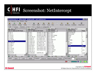 EC-Council
Copyright © by EC-Council
All Rights Reserved. Reproduction is Strictly Prohibited
Screenshot: NetIntercept
 