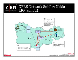 EC-Council
Copyright © by EC-Council
All Rights Reserved. Reproduction is Strictly Prohibited
GPRS Network Sniffer: Nokia
LIG (cont’d)
 