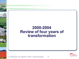 2000-2004
                       Review of four years of
                          transformation




H1, 2004 Results– Paris, September 17th 2004 – Financial Communication   34
 