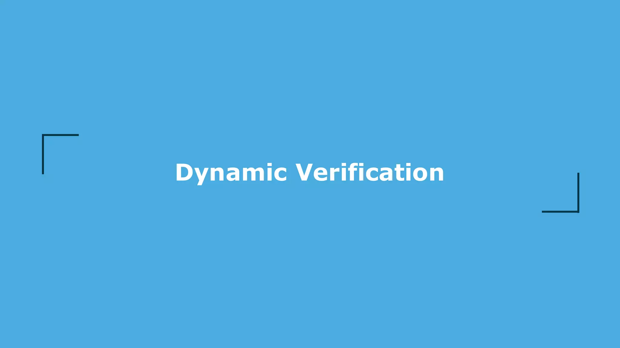 Dynamic Verification
 