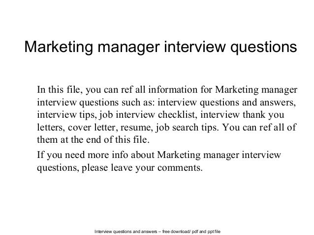 interview questions for marketing position