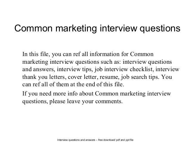 common marketing interview questions