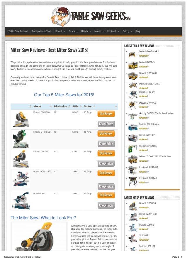 Miter Saw Angles Chart