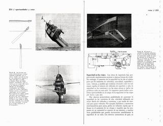 214 / oportunidades y retos
retos / 215
(
c
ímssamx
- •:
mmmm
'ÿ***
m
/
i j 
te
y a
v
r i
r *— ?ÿ'
/i r#. ¿g
*
(
m :
//
í
í'
L •
*
V
.y . -*
'
-:ÿ - •
:. -
--
~
m¿.
(
Escotilla (
FIGURA 19. El número y
variedad de vehículos submarinos
en uso o en desarrollo formarían
otro interesante estudio de casos-
de soluciones de la ingeniería.
Este es el Trieste II, uno de los
veintitantos sumergibles de
exploración en existencia. Puede
alcanzar una profundidad de
6 000 metros
, la mayor hasta
ahora, con una tripulación de
tres hombres. (Foto oficial de la
Armada de los Estados Unidos.)
Tubo de acceso
y
J
K A h
t
«ggrqn m
|P: i (
i
®
Visor
L_
Escotilla
;
!í; (
FIGURA 18. Las personas que
estén a bordo de naves cercanas
quedarán asombradas, por lo
menos, cuando vean que la proa
de esta embarcación empieza a
salirse del agua y su popa
a hundirse, hasta que queda
flotando verticalmente, como se
muestra en el croquis. Este navio
es un laboratorio flotante y
albergue de investigadores
oceanógraficos que realizan
estudios de acústica subacuática,
biología marina y otras materias
relacionadas con los océanos.
En la posición de trabajo quedan
sumergidos aproximadamente
90 metros del casco relativamente
delgado de 105 metros de largo.
La nave es muy estable en dicha
posición, resultando poco afectada
por olas y marejadas. (Cortesía
de la Scripps Institution of
Oceanography.)
Seguridad en los viajes. Las obras de ingeniería han pro¬
porcionado impresionantes mejoras a algunas formas de viajar.
Sin embargo, el aumento de la seguridad no ha ido al mismo
paso que los aumentos de velocidad, comodidad, capacidad y
costo. Además, a medida que continúa creciendo cada vez con
mayor rapidez el número de vehículos de superficie y aire, la
seguridad en las carreteras y en las rutas aéreas se vuelve un
problema cada vez más serio. Un ingeniero puede hallar exce¬
lentes oportunidades en el campo de la seguridad en los viajes
por tierra y por aire.
Hay algunas prometedoras posibilidades de aumentar la
seguridad en las carreteras de alta velocidad utilizando un
mejor diseño de vehículos y carreteras, y por medio de siste¬
mas para guiar vehículos. Por ejemplo, bastidores y carrocerías
amortiguadoras para autos, globos de inflación rápida que se
llenan en el momento de un choque e impiden que los ocu¬
pantes de un automóvil se separen de sus asientos, y muchas
otras posibilidades que pueden incrementar notablemente la
seguridad de un auto. Los sistemas automáticos de guía en
<
v

(
intv
(
•v /
(
- 7T
(by - m ~
'
'
'
- -
(
(
(
<1
 